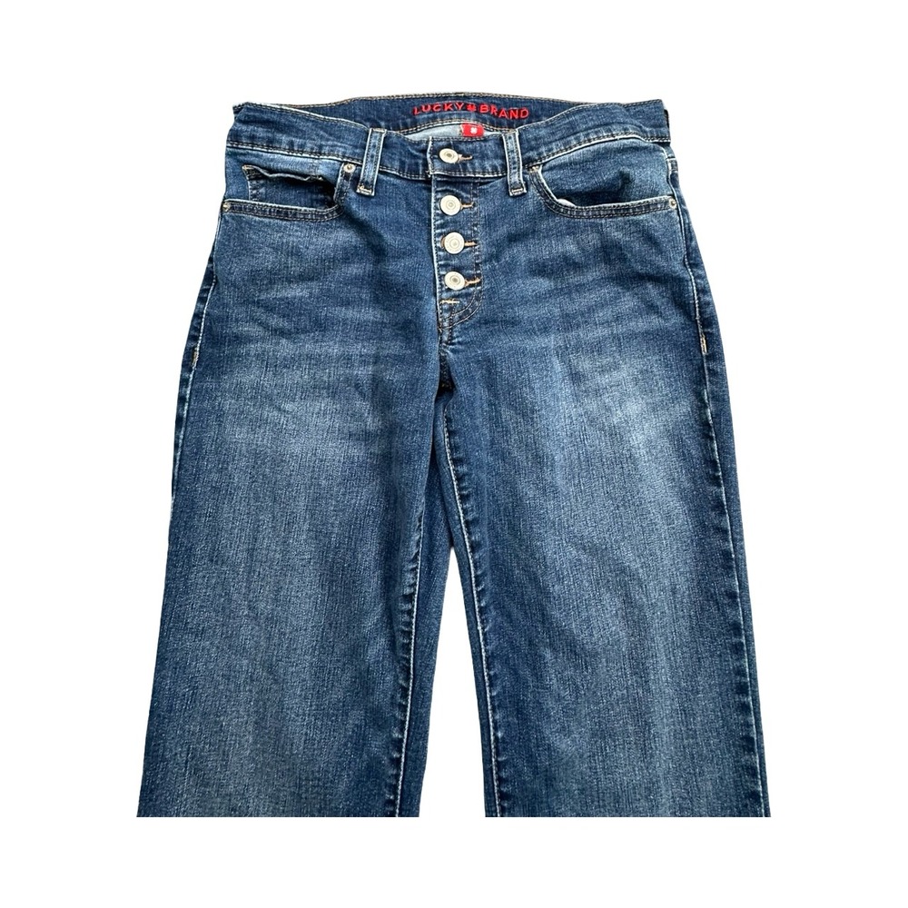 Lucky Brand Jeans Womens 6/28 Blue Sweet Mid Rise Straight Raw Hem Button Fly‎ - Picture 13 of 15